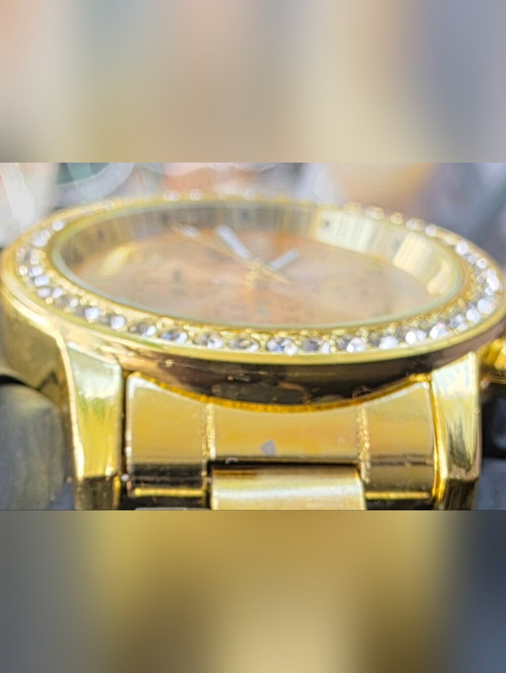 Gold Tone Crystal Bezel Bracelet Watch - Picture 4 of 7